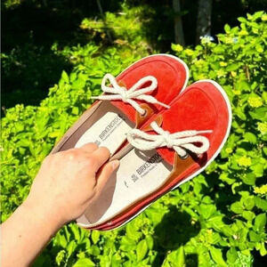 NEW Birkenstock Ulva Red Suede Leather Nautical Top Knot Rope Flat Loafers 40